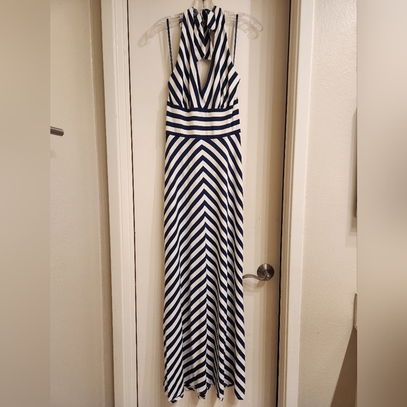 Banana Republic Striped Halter Knit Dress Navy Blue White 💙 XS Extra Small NWT - Picture 3 of 5